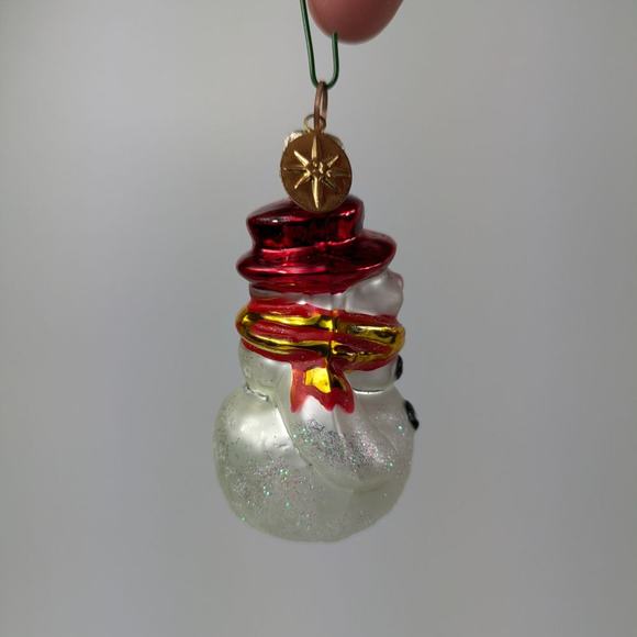 Christopher Radko Handcrafted Glass Ornament Littlest Snowman 90s Red Hat Broom - Picture 2 of 10